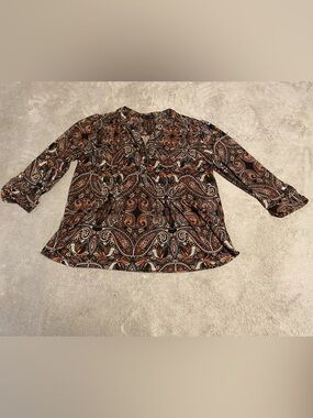 Cocomo Paisley Peasant Blouse - Black & Brown